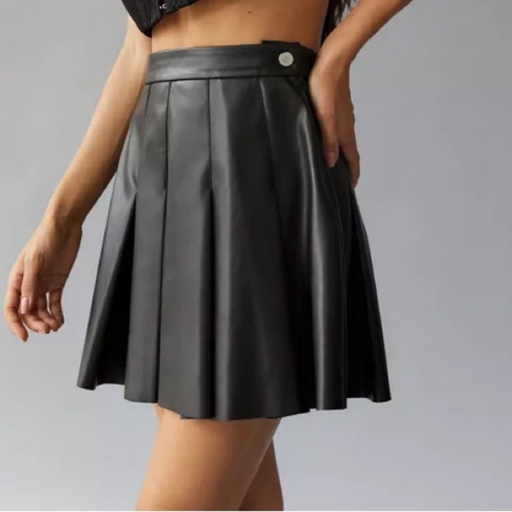 WeWoreWhat Pleated Faux Leather Mini Skirt